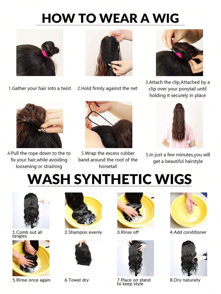 Synthetic Long Curly Layered Wavy Drawstring Pony Tail 24-inch For Women Heat Resistant Fake Hair