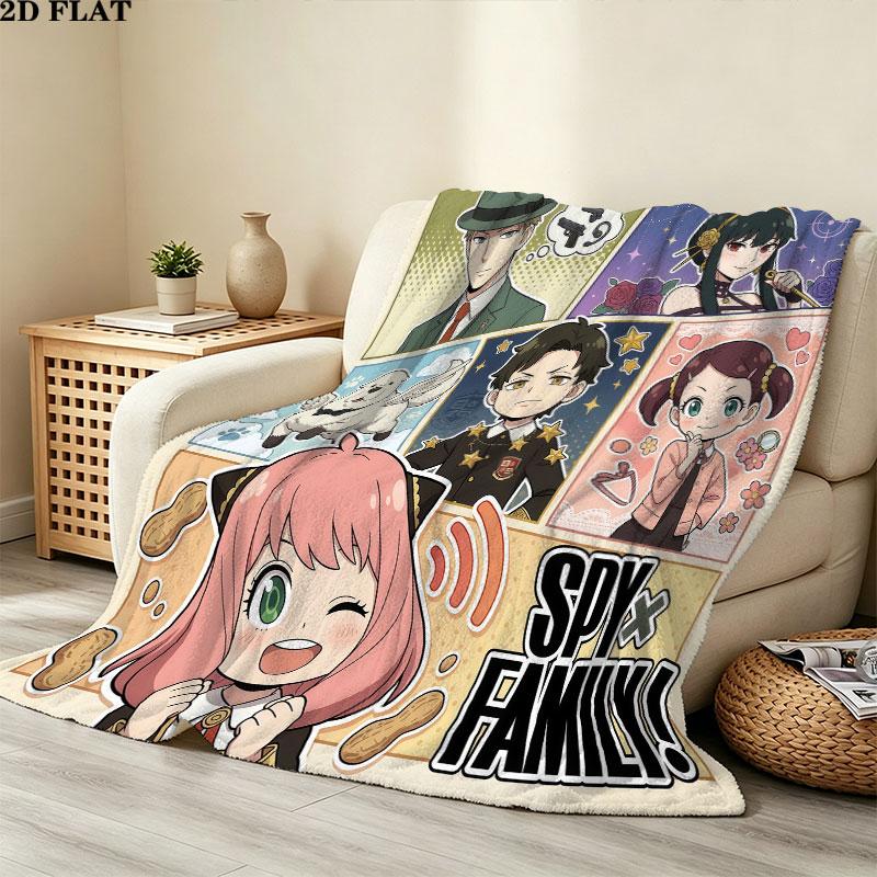 1PC Spy Family Patterned Flannel Blanket Suitable For All Seasons For Home Decor Warmth And Comfort Gifts Holiday Present