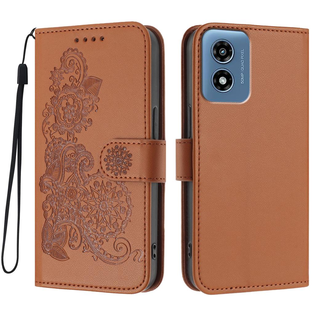 For Motorola Moto G Play (2024) 4G Phone Cases Mandala Flower Leather Wallet Mobile Cover with Strap