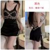 Women's Satin Lace Deep V Padded Cami Sleep Dress with Robe Lounge Set