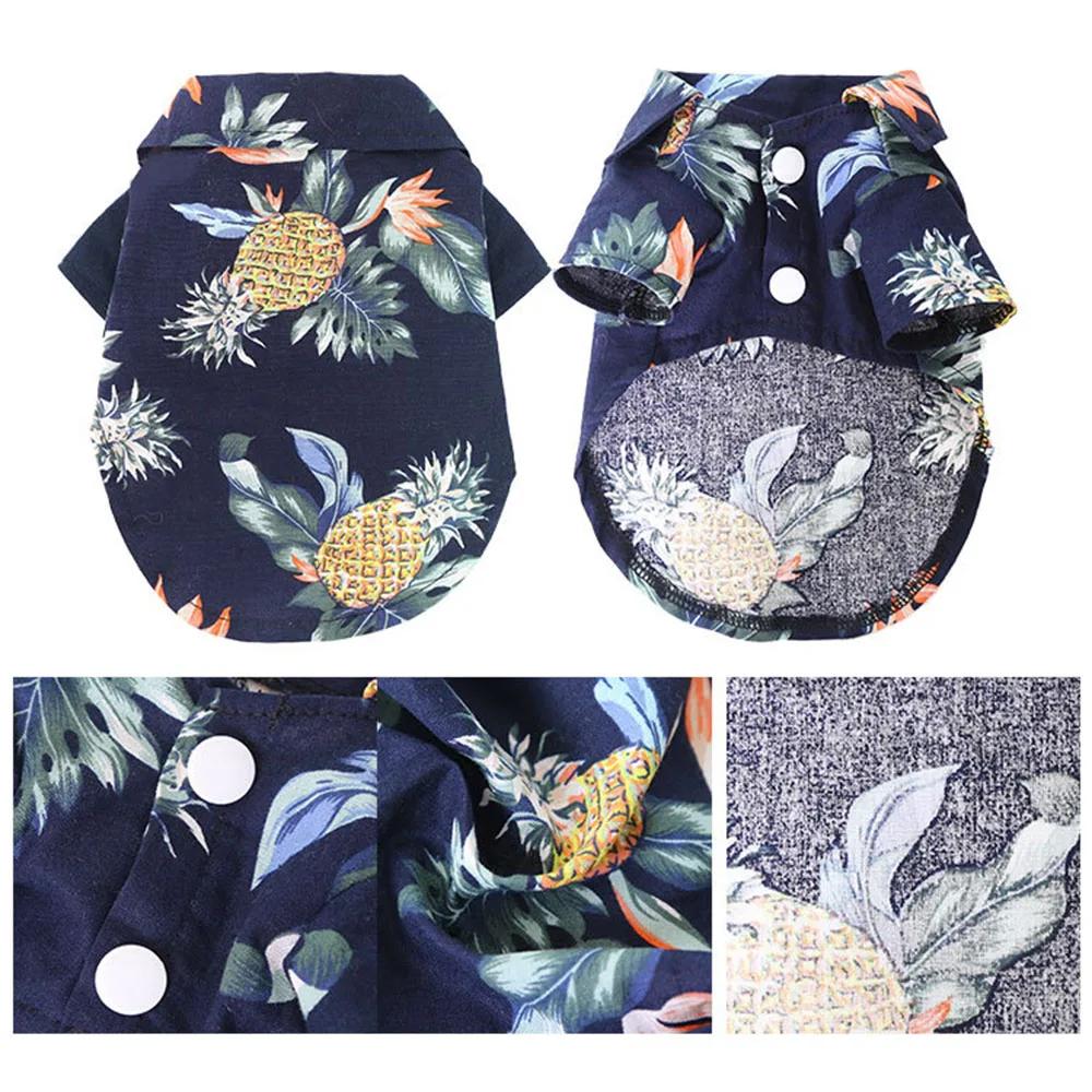 Summer Breathable Pet Beach Shirts for Dogs Cute Hawaii Casual Dog Cat Clothing Floral T Shirt for Small Dogs Chihuahua Clothes