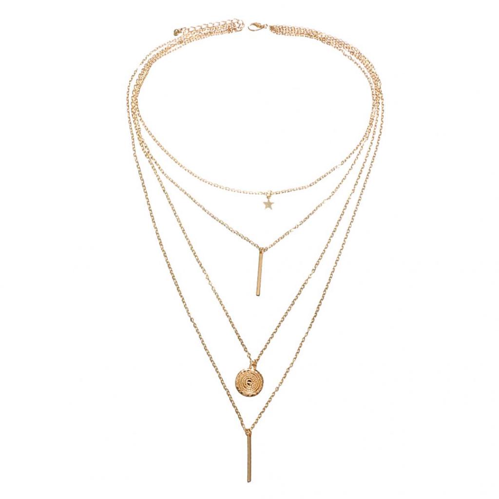 Модные женские пляжные украшения многослойная цепочка звезда бар круглый кулон ожерелье