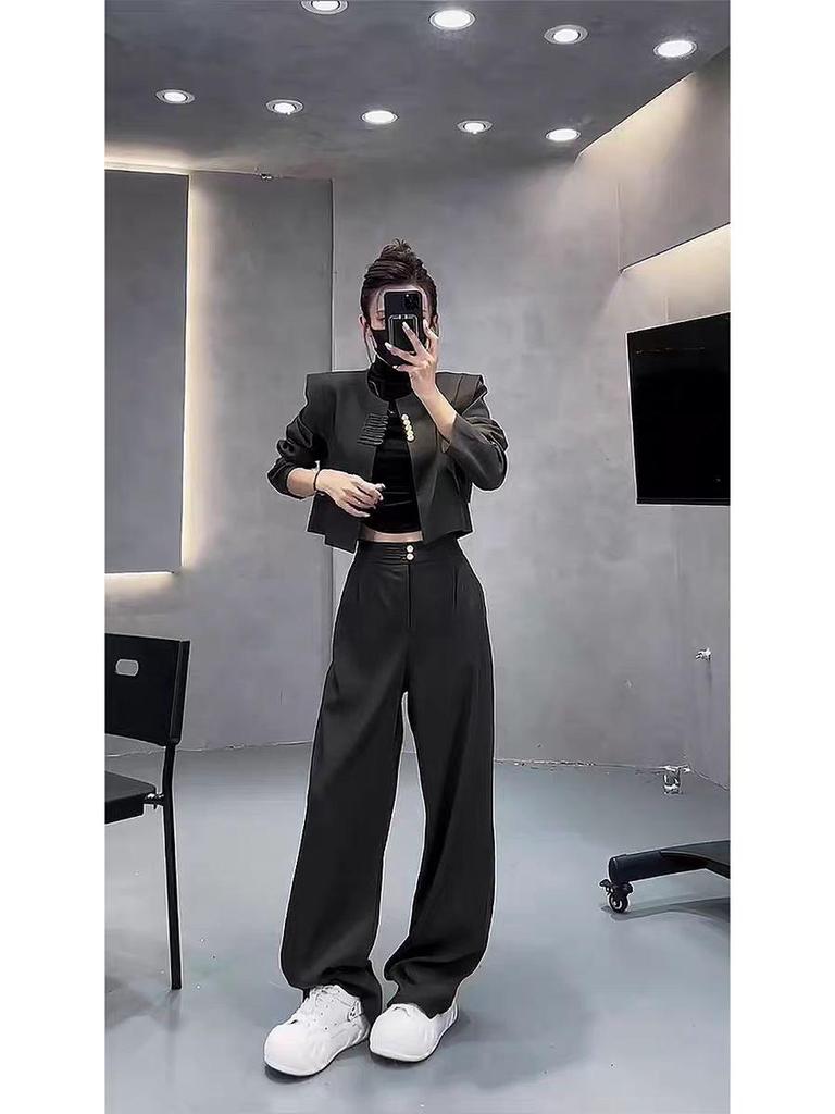 Женский китайский ретро-костюм из двух частей: Куртка с длинным рукавом и брюки с высокой талией от Пана Коу