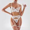 Сексуальное нижнее белье Французский ультратонкий вышитый кружевной бюстгальтер пояс-подвязки большого размера эротический комплект нижнего белья