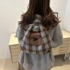 Version cartoon puppy backpack bag women's new college plaid tote bag versatile largecapacity shoulder bag