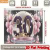 2D 30-й С Днем Рождения Фотофон, Фиолетово-Золотой Цифра 30 Розовый Воздушный Шар Баннер для Вечеринки
