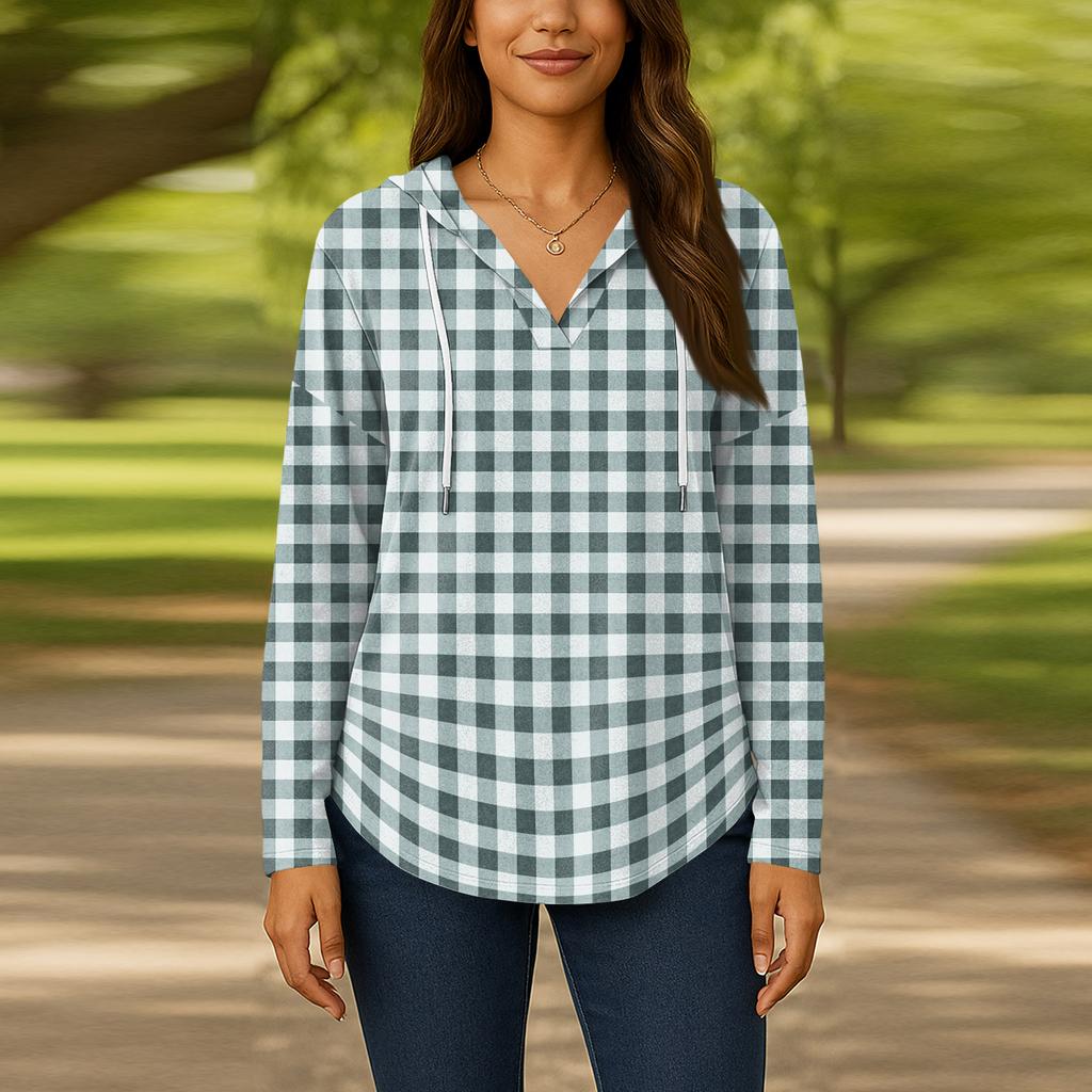 Женские модные толстовки с капюшоном V-образным вырезом с длинным рукавом и цветочным принтом на шнурке, повседневные свободные пуловеры