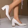 Fashion Fashion Pointed Toe Chunky Heel Pumps Woman Solid Color Comfortable High Heels Ladies Office Shoes Elegant Slip On Party Pumps