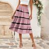 Женская повседневная юбка А-силуэта с высокой талией, юбка в полоску с принтом в горошек и карманами