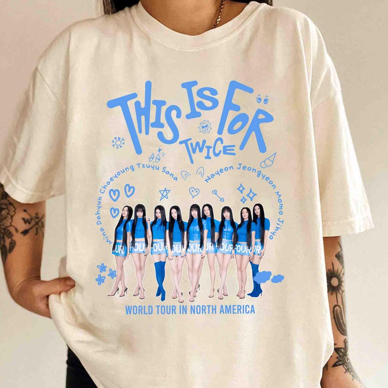 Ретро Футболка Twice This Is for World Tour, Футболка с участниками Twice Kpop, Футболка Twice World Tour, Футболка Twice TEN The Story Goes on, Подарок для Once