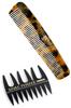 Bablo Pomade Mesh Comb Comb Set for Amber Brown & Men, Tortoiseshell, Coarse,