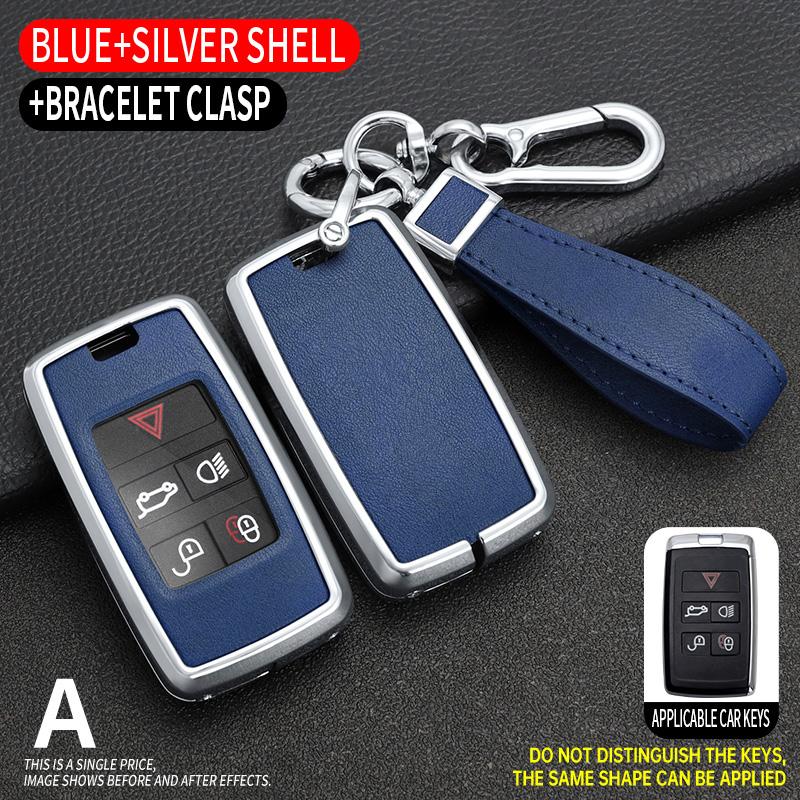 Leather Alloy Car Key Case Cover Protect Shell for Land Rover Range Rover Discovery 5 Sport for JAGUAR XE XF XJ F PACE Keychain