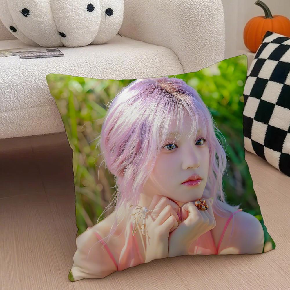 Quirky Korean Beautiful Singer SSong Yuqi Cushion Cover Throw Pillow Cover Hidden Button Durable Polyester Chair Cushion