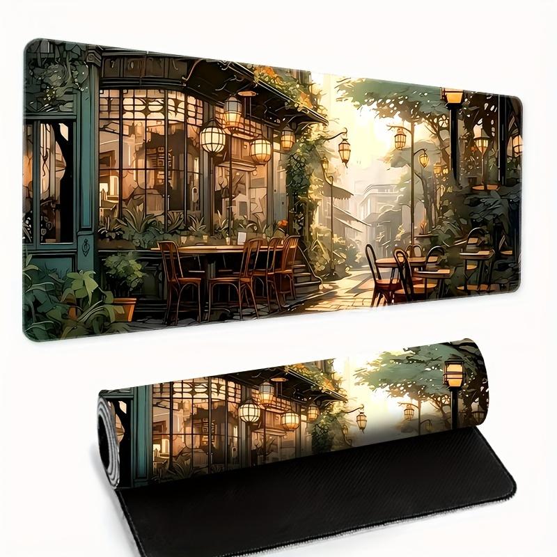 Forest Cafe Cartoon Large mouse pad gaming mousepad Non-slip durable keyboard pad table mat suitable for gaming office and study