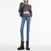 Autumn and Winter Pencil Pants High Waist Breasted Belly Thin Elastic Nine-point Jeans Women