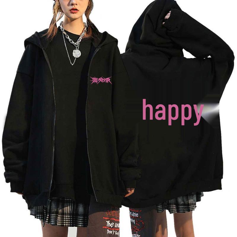 Свободная толстовка на молнии с принтом Harajuku от K-Pop звезды Stray Kids