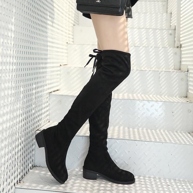 Мода 2025 Длинные кожаные сапоги Женские ботфорты Осенне-зимние новые сапоги-чулки на высоком каблуке
