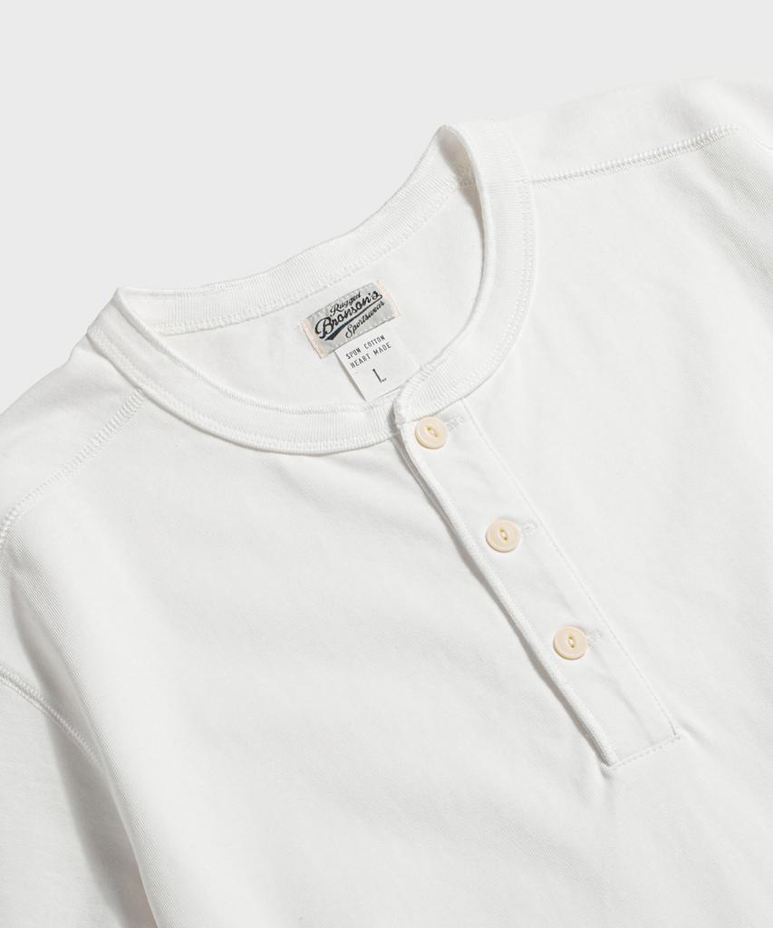 Beulonseun Хлопковая футболка-henley с коротким рукавом, 10,6 унций, белая