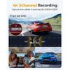 GKU 4K 3-канальный видеорегистратор, встроенный WiFi 5,8 ГГц, GPS, 4K+1080P+1080P видеорегистратор передний и задний, внутренний, карта 64 ГБ вставлена, режим парковки 24 часа, тройной автомобиль