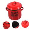 Oil Pot With Strainer, 1pc Lard Can, Enamel Grease Container With Lid, Retro Large Capacity Multifunctional Storage Tank
