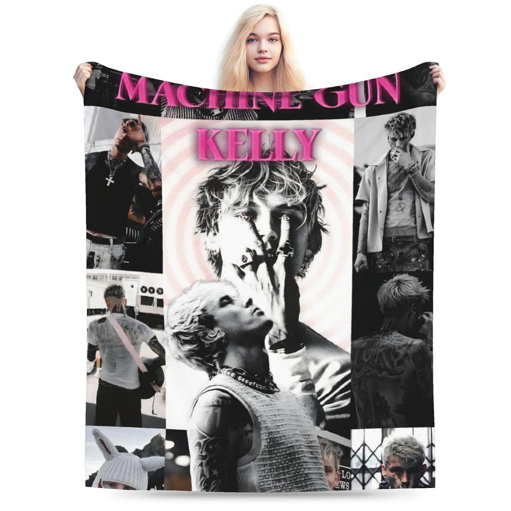 Новый тур MGK Lost Americana - Легкое тонкое фланелевое одеяло-плед, уютное, можно стирать в машине