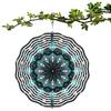 Turquoise Black 10 Inch Mandala Flower Metal Wind Spinner for Garden Balcony Patio Yard Decor All Season Outdoor Gift with 360 Hanging Hook