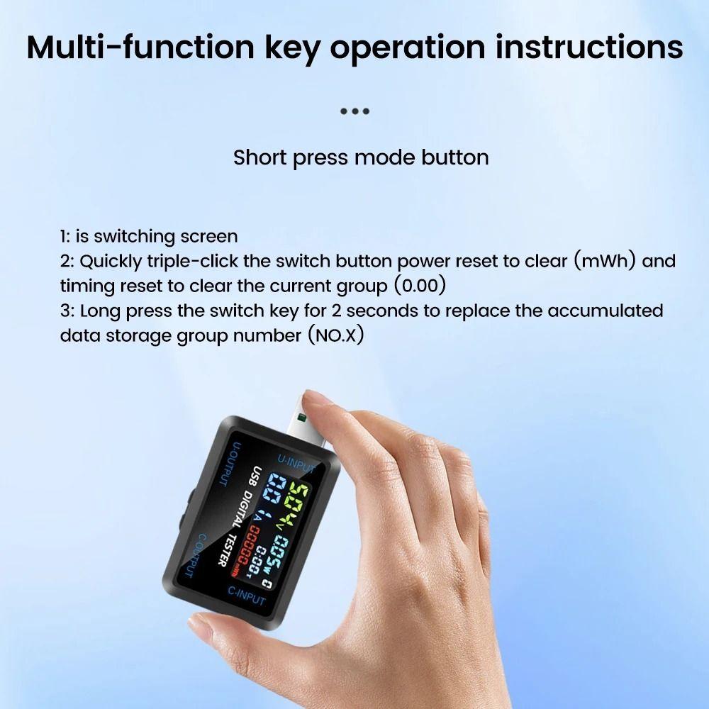 Color Display USB Tester Type-C&USB Current Voltage Meter DC Digital Voltmeter  Hard Disk