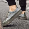 Мужские повседневные кожаные кроссовки, удобные туфли на плоской подошве, высококачественные туфли на шнуровке для мужчин.