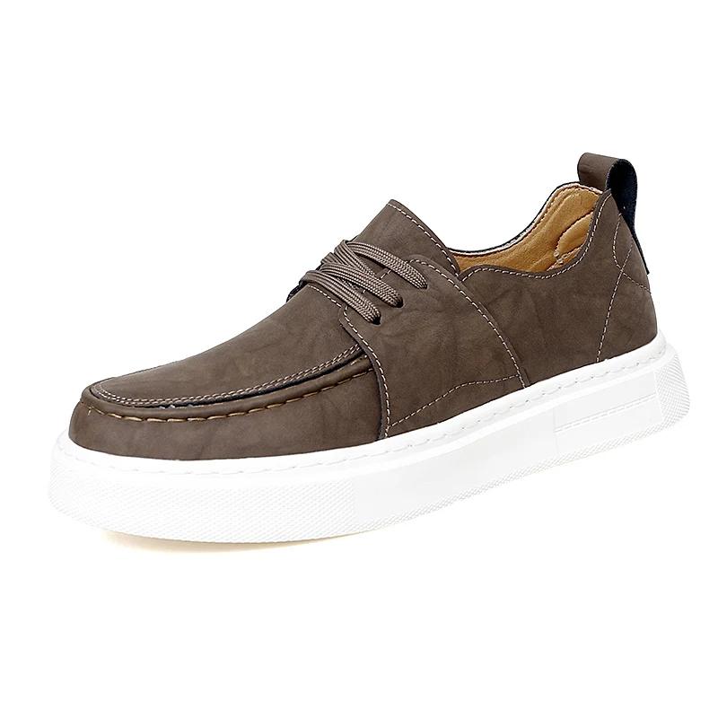 High Quality Men Business Casual Leather Shoes Brand Antiskid Comfy Thick Soled Lace-Up Vulcanized Shoes Walking Shoes