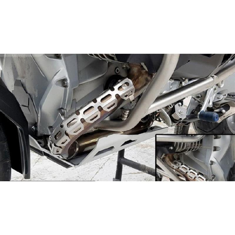 Titanium-coated universal Motorcycle exhaust shield that protects against heat