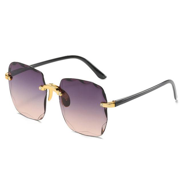 Квадратные солнцезащитные очки без оправы, женские брендовые дизайнерские модные солнцезащитные очки с градиентом, режущие линзы, мужские безрамочные очки для вождения