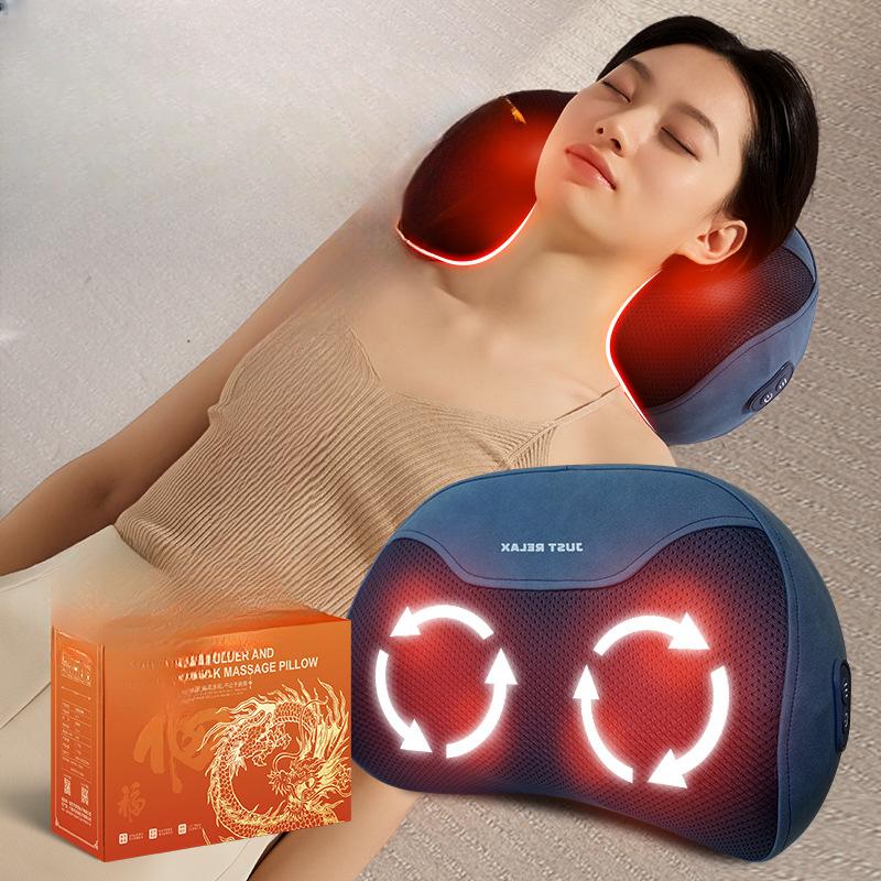Lumbar Back Massager Lumbar Neck Massage Pillow Plug-in Electric Lumbar Backrest Home Massage Pillow Cervical Vertebra Massage Instrument