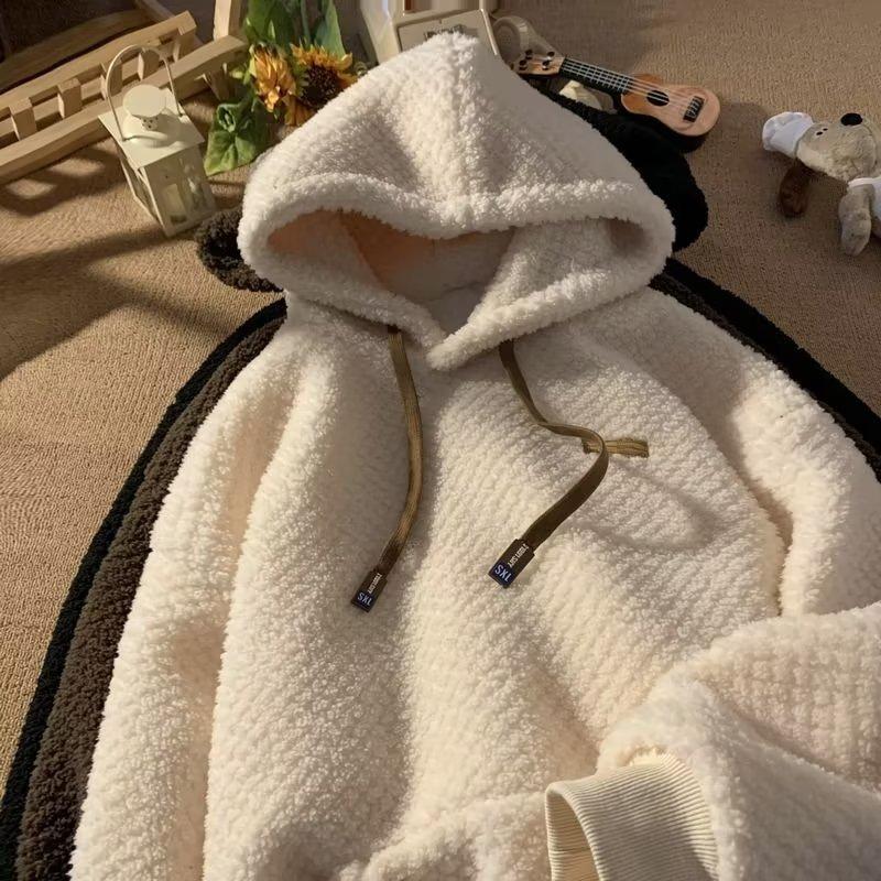 Мужская зимняя теплая трикотажная повседневная рубашка-пуловер с капюшоном