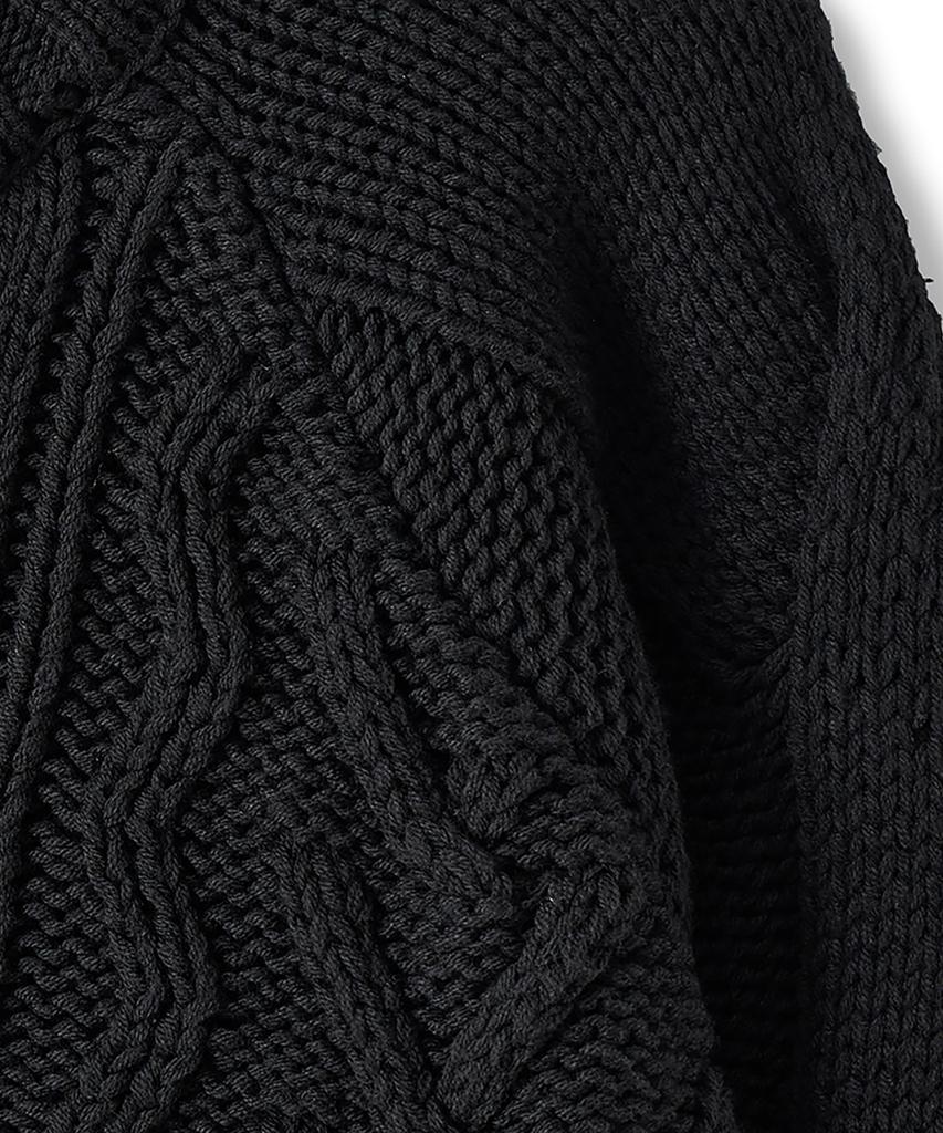 NOIRER Heavy Multi-Cable Oversized Sweater (Black)