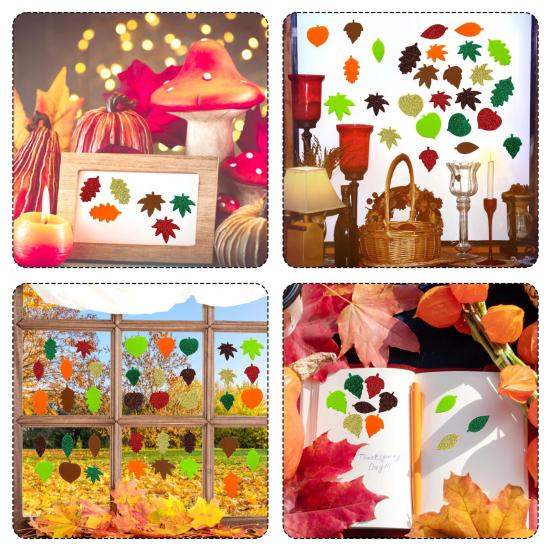 500 шт. пенопластовых наклеек, самоклеящиеся блестящие наклейки в виде кленового листа, осенние наклейки для детей, сделай сам, принадлежности для вечеринок на День благодарения, украшение урожая