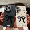 Plain Color Bowknot Patterned Leather Texture Shell for iPhone 16 Pro 15 14 Plus 13 12 Pro Max 11 Shockproof Soft Tpu Slim Matte Case Cover