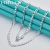 URMYLADY 925 Sterling Silver 4mm Side Chain 16/18/20/22/24/26/28/30 Inch Necklace Jewelry For Men Fashion Party