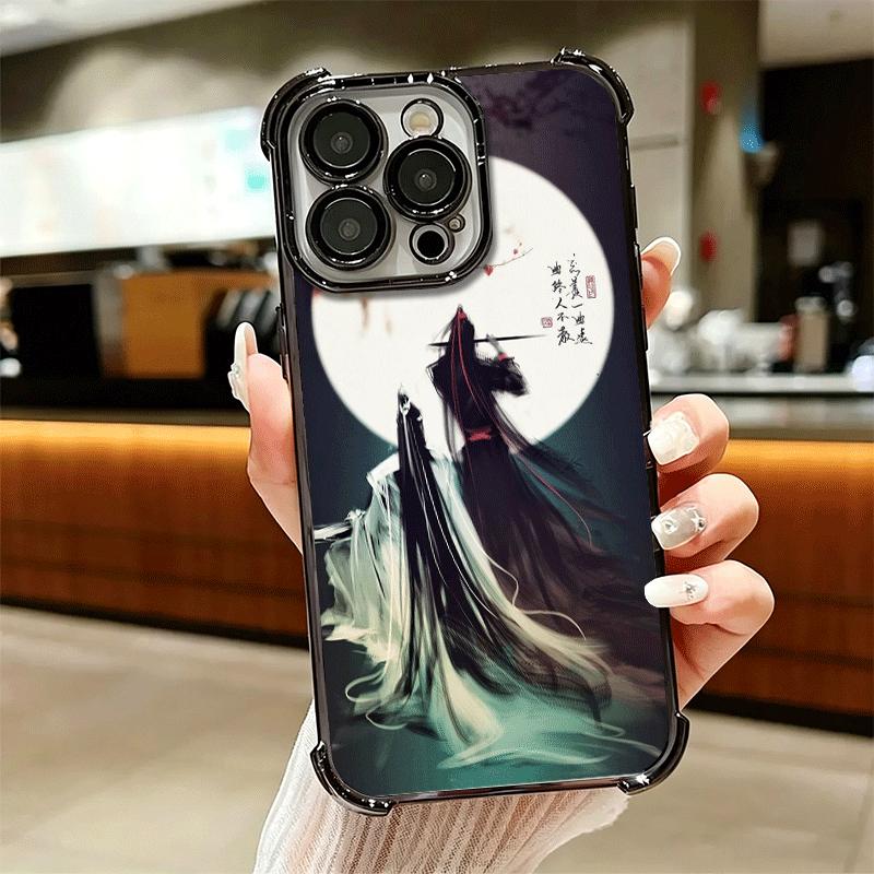 Чехол для телефона с покрытием в стиле Mo Dao Zu Shi Для Iphone 16 17 Pro Max Air 16E 14 15 Plus 12 13 Mini Противоударный Чехол с Подушкой Безопасности