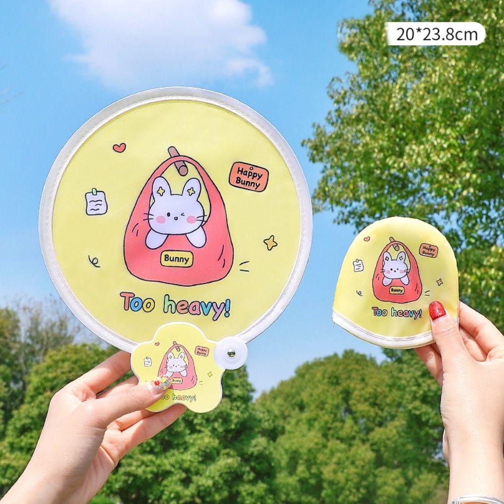 Cloth Hand Held Fan Cartoon Round Fan Portable Folding Group Fan