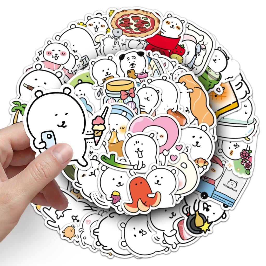 50Pcs Kawaii Self Deprecating Bear Graffiti Stickers Cartoon Cute Creative Decoration Phone Cases Water Cups Notebook Stickers