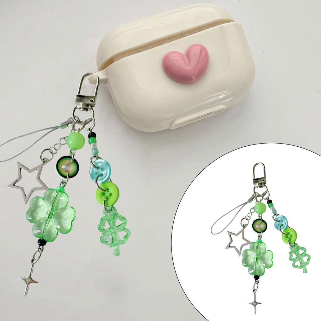 Stylish Lucky Clovers Phone Charm Handmade Craft Supplies Resin and Alloy Phone Chain for Bags and Adults Daily Use