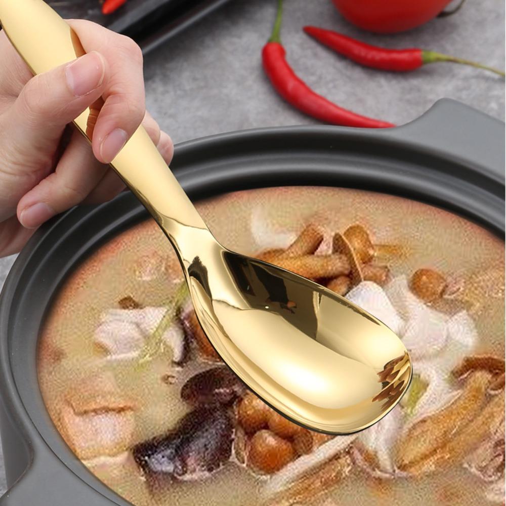 Ложка для риса из нержавеющей стали 304 с плоским дном, суповая ложка, столовая посуда, сервировочная ложка, шведский стол