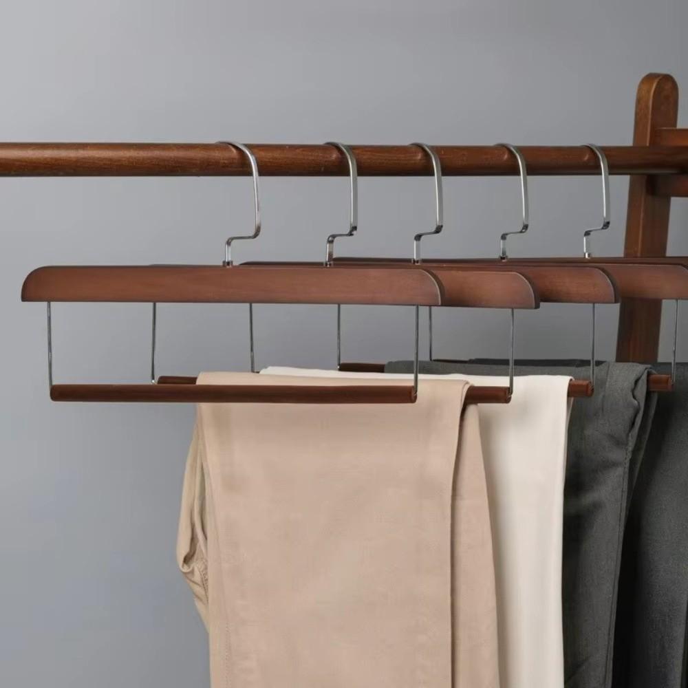 Premium Pants Hanger Wooden Storage Rack Portable Velvet Coat Hanger  Clothing Store Home Use
