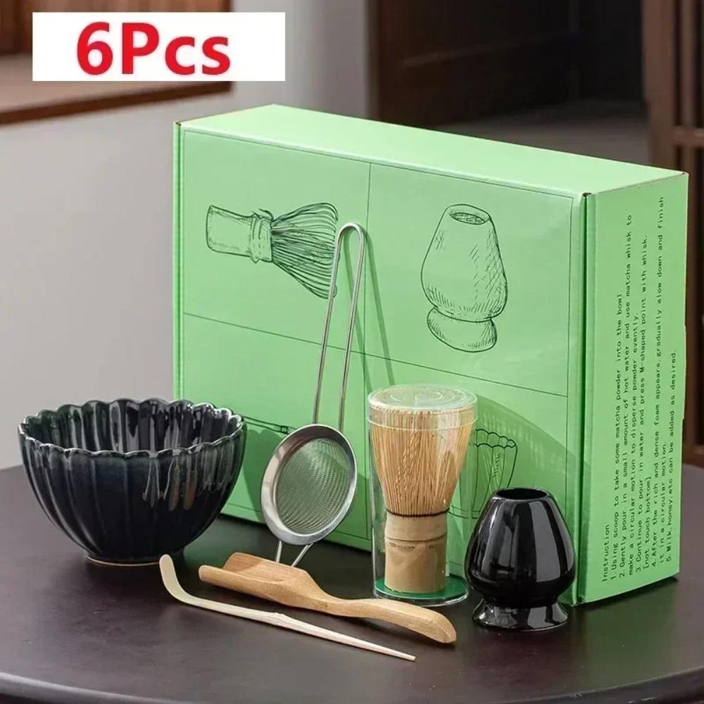 4/6 шт. Набор для чая матча ручной работы для дома, легко чистить, подставка для инструментов, миска, венчик, ложка, подарок, церемония, традиционные японские аксессуары