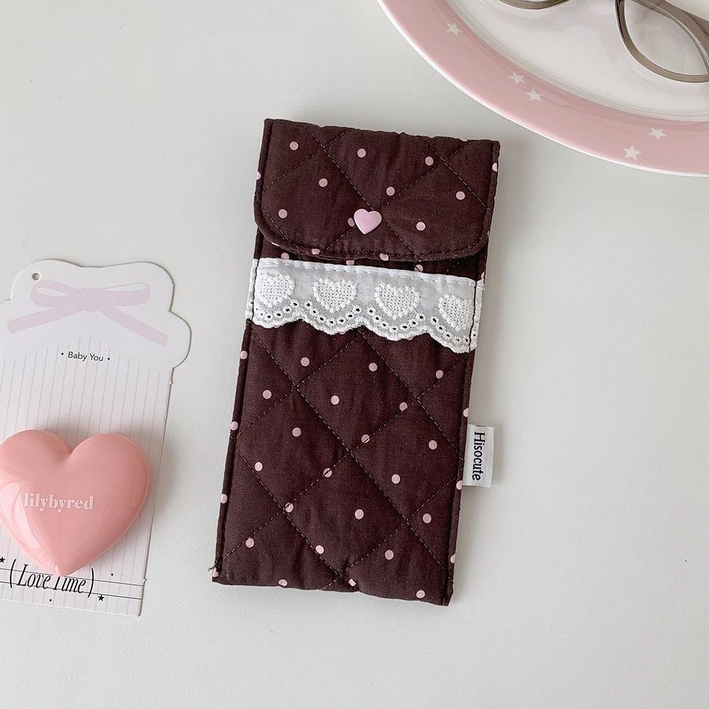 Multi-Purpose Pencil Case Lace Design Stationery Storage Bag Fashion Quilted Glasses Bag Women