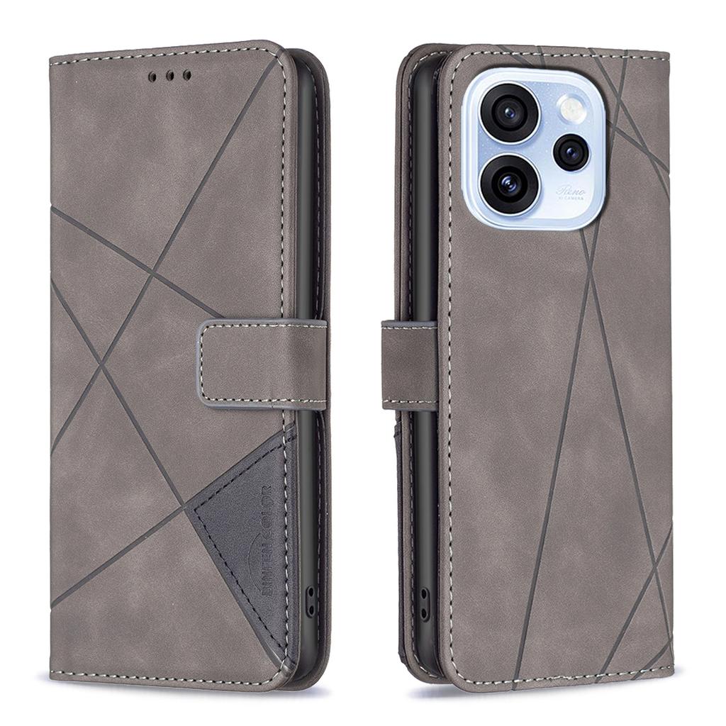 For Oppo Reno15 F 5G Phone Case BINFEN COLOR Wallet Stand Geometry Imprinted Leather Cover