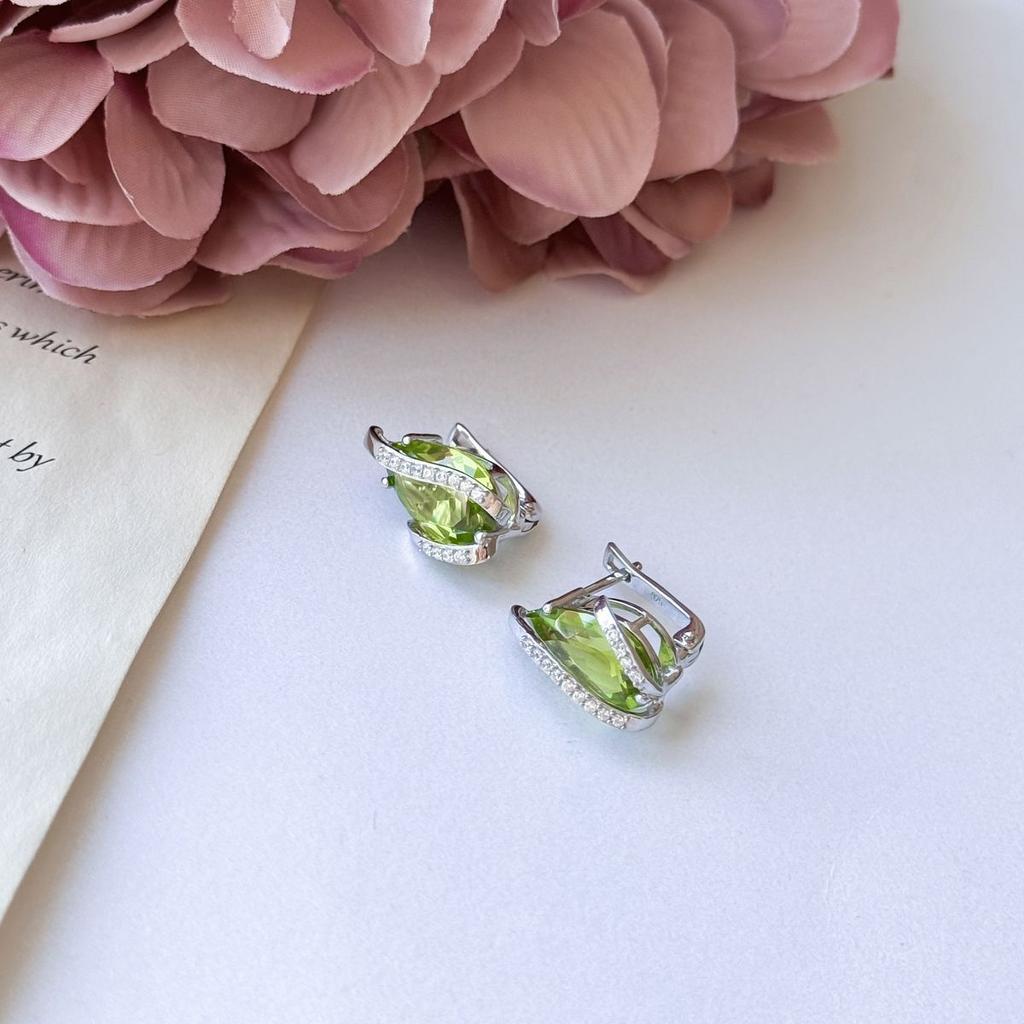 Серебряные серьги с хризолітом 9.628ct (2157373)