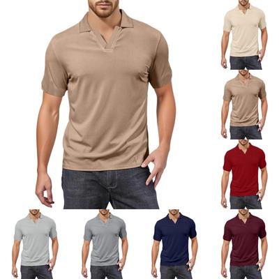 Мужская футболка для гольфа с V-образным вырезом, короткими рукавами и текстурированным воротником