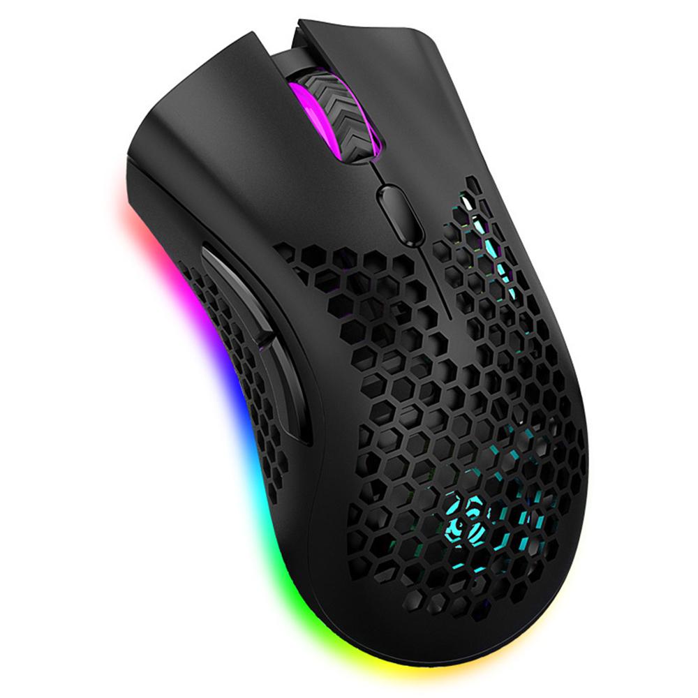 BM600 Wireless Rechargeable Mouse 2.4G+BT5.0 Dual-mode Lightweight Mouse RGB Breathing Light Effect