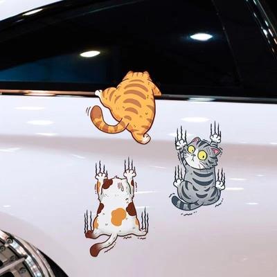 Персонализированная смешная наклейка на автомобиль с котом, царапины, наклейка для блокировки царапин на кузове автомобиля, мультяшная наклейка на мотоцикл